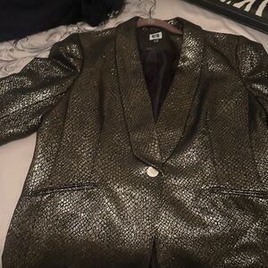 Anne Klein Black and Gold Patterned Blazer